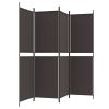 4-Panel Room Divider Brown 78.7"x70.9" Fabric - Brown