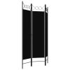 3-Panel Room Divider Black 47.2"x70.9" - Black