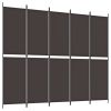 6-Panel Room Divider Brown 118.1"x86.6" Fabric - Brown