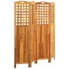 4-Panel Room Divider 63.4"x0.8"x66.9" Solid Acacia Wood - Brown