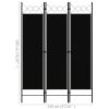 3-Panel Room Divider Black 47.2"x70.9" - Black