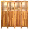 4-Panel Room Divider 63.4"x0.8"x66.9" Solid Acacia Wood - Brown