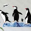 Jump! Penguin - Hemu Wall Decals Stickers Appliques Home Decor 12.6 BY 23.6 Inches - HEMU-TC-1039